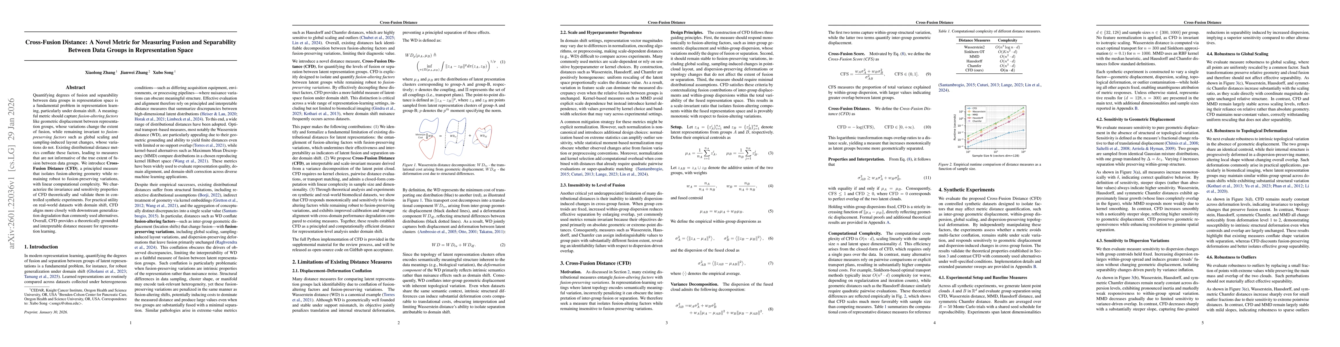 Thumbnail for Cross-Fusion Distance: A Novel Metric for Measuring Fusion and Separability Between Data Groups in Representation Space