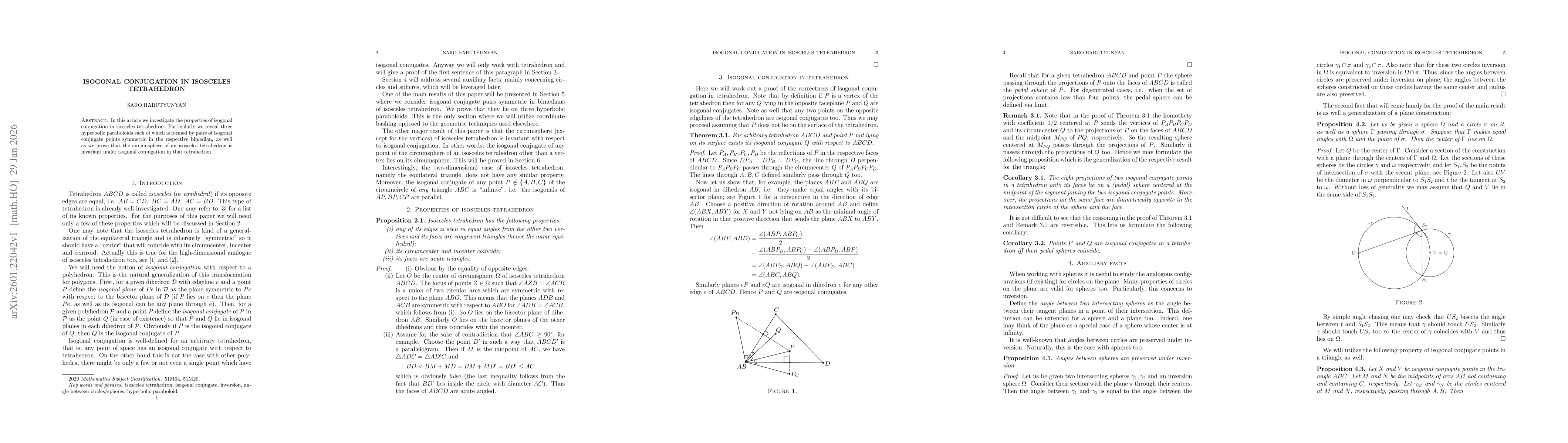 Thumbnail for Isogonal conjugation in isosceles tetrahedron