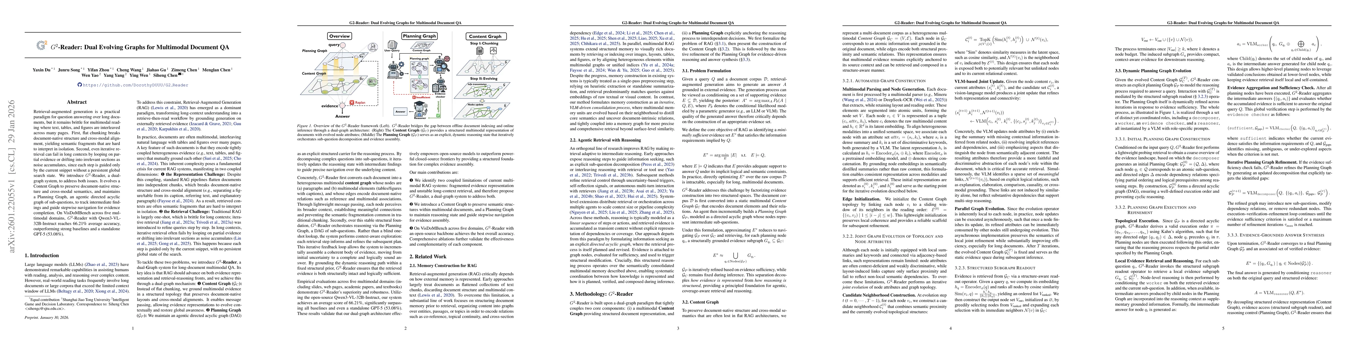 Thumbnail for $G^2$-Reader: Dual Evolving Graphs for Multimodal Document QA