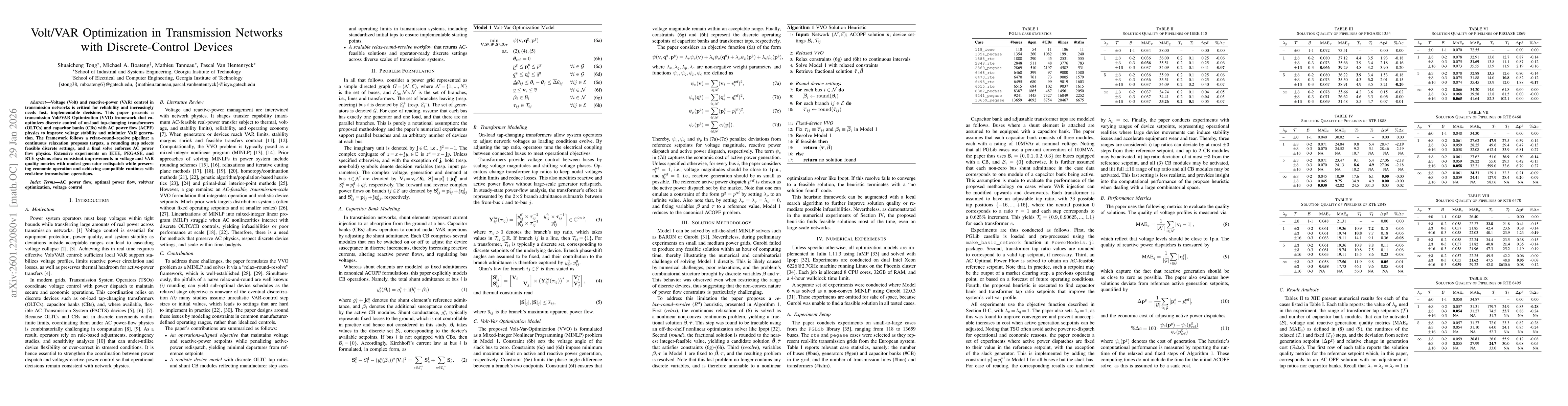 Thumbnail for Volt/VAR Optimization in Transmission Networks with Discrete-Control Devices
