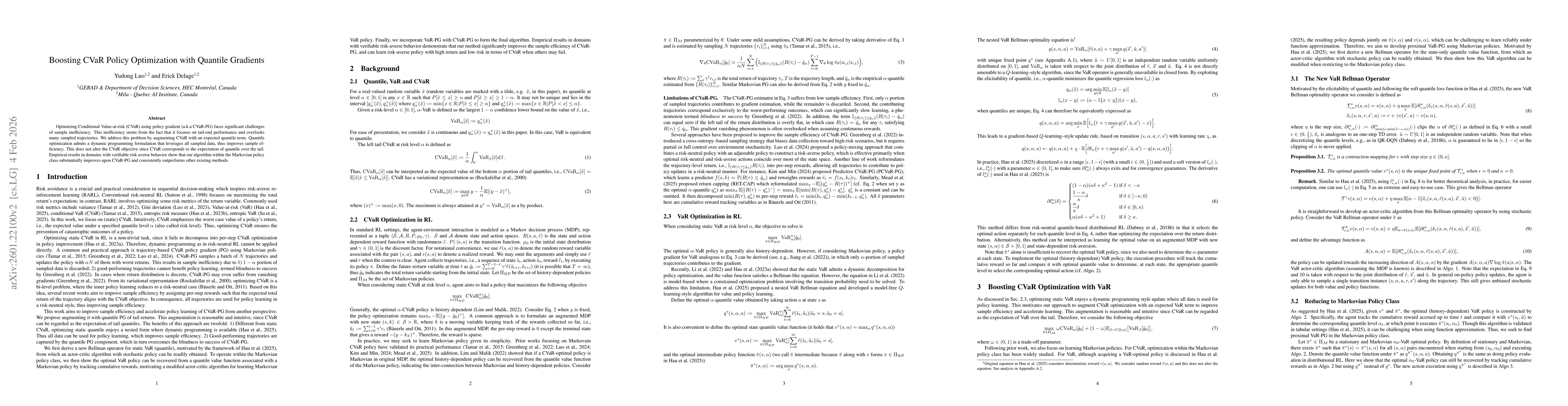 Thumbnail for Boosting CVaR Policy Optimization with Quantile Gradients