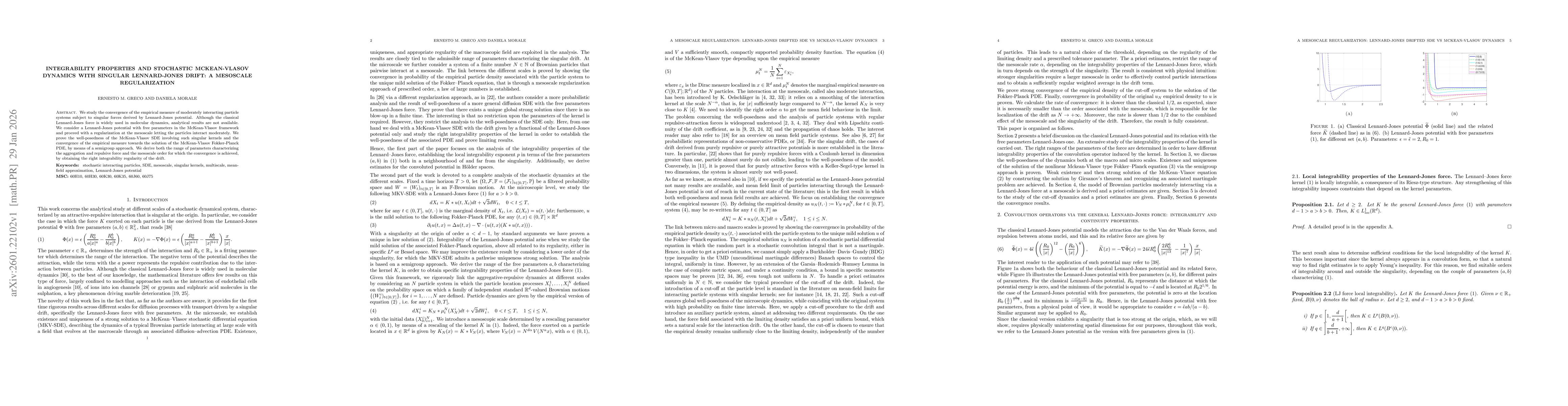 Thumbnail for Integrability properties and stochastic McKean-Vlasov dynamics with singular Lennard-Jones drift: a mesoscale regularization