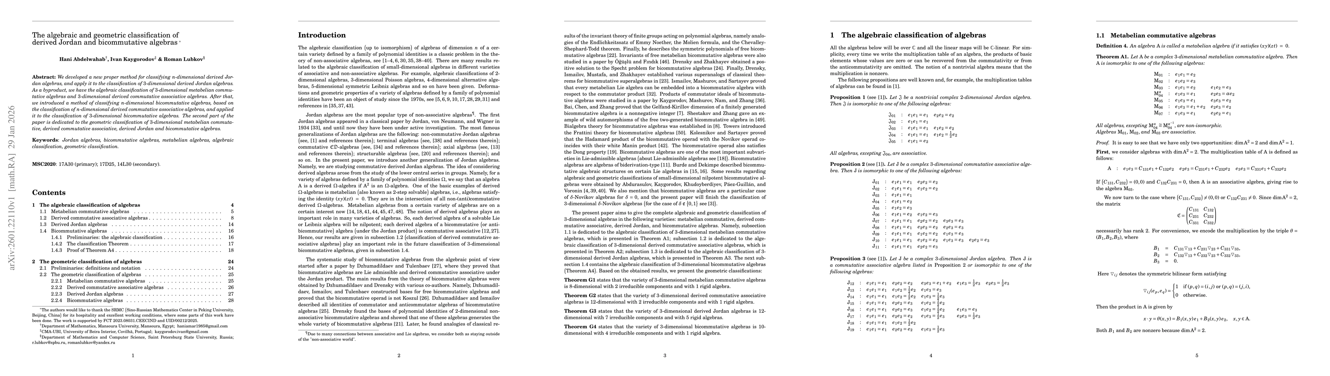 Thumbnail for The algebraic and geometric classification of derived Jordan and bicommutative algebras