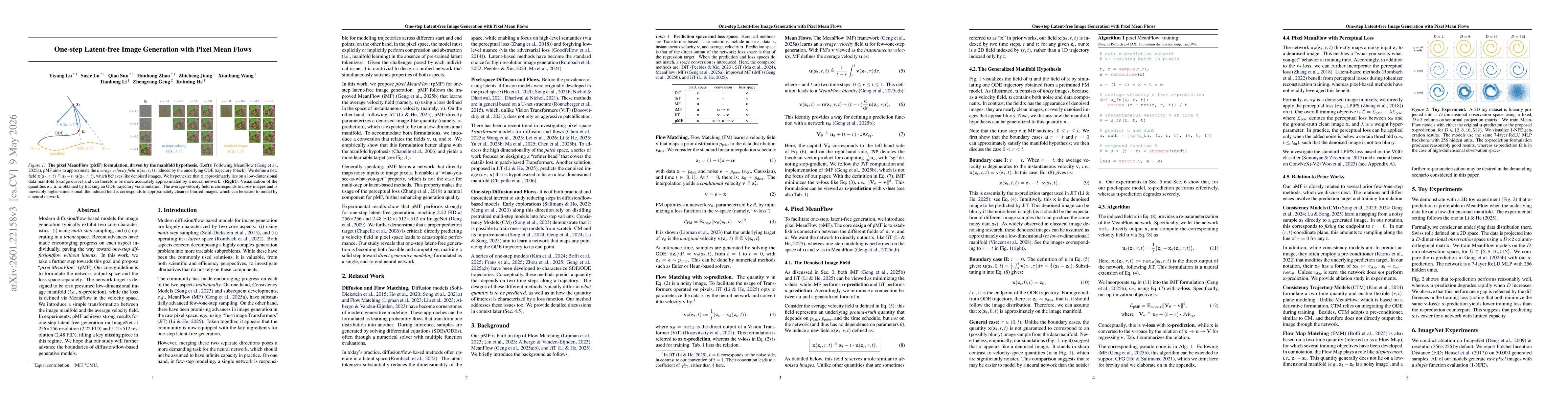 Thumbnail for One-step Latent-free Image Generation with Pixel Mean Flows