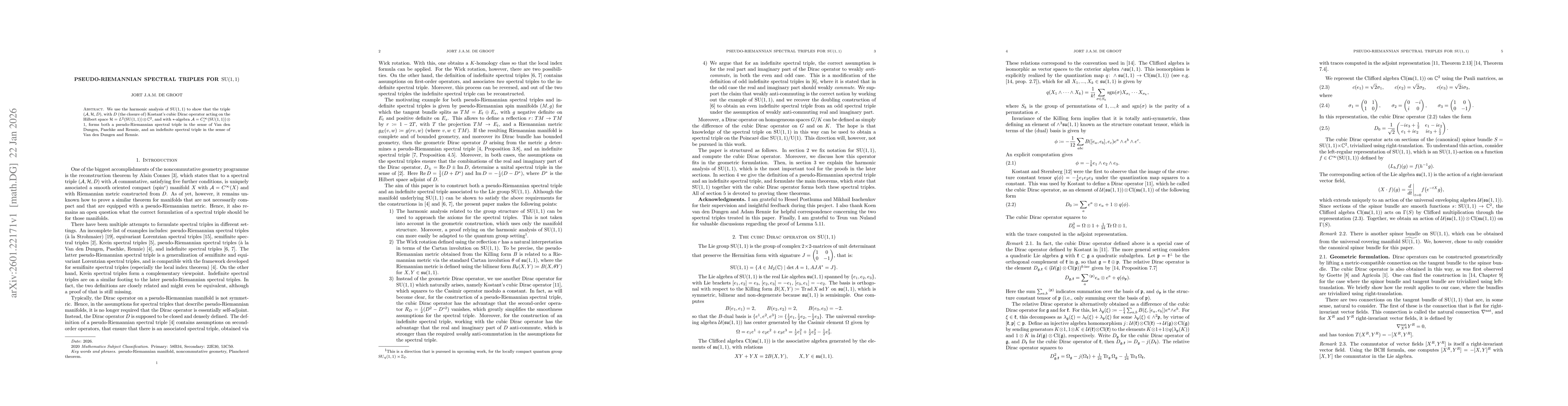 Thumbnail for Pseudo-Riemannian Spectral Triples for $\mathrm{SU}(1,1)$