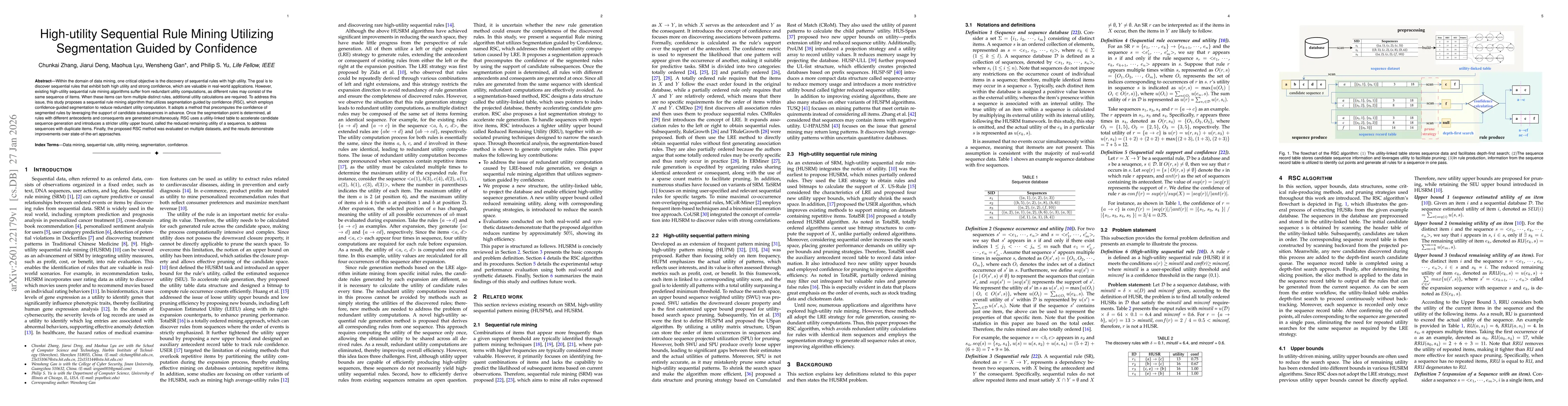 Thumbnail for High-utility Sequential Rule Mining Utilizing Segmentation Guided by Confidence