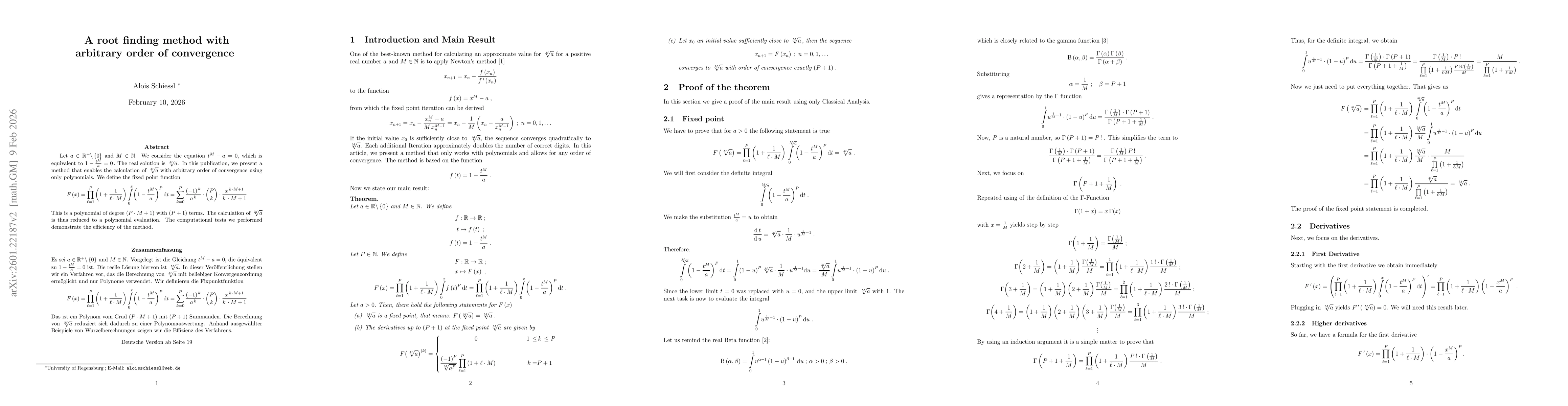 Thumbnail for A root finding method with arbitrary order of convergence