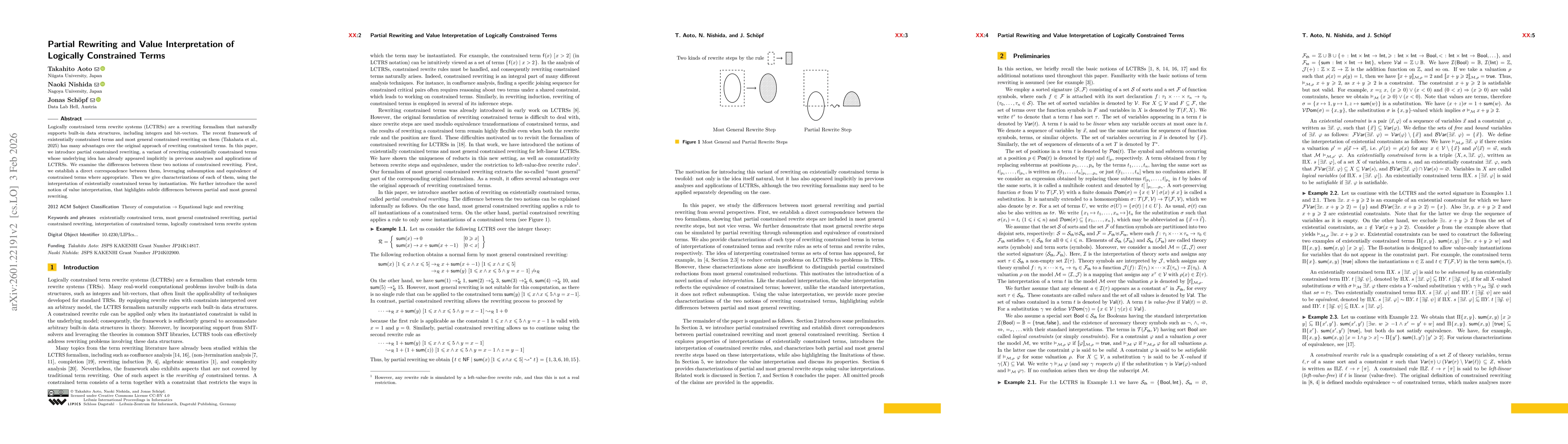 Thumbnail for Partial Rewriting and Value Interpretation of Logically Constrained Terms (Full Version)