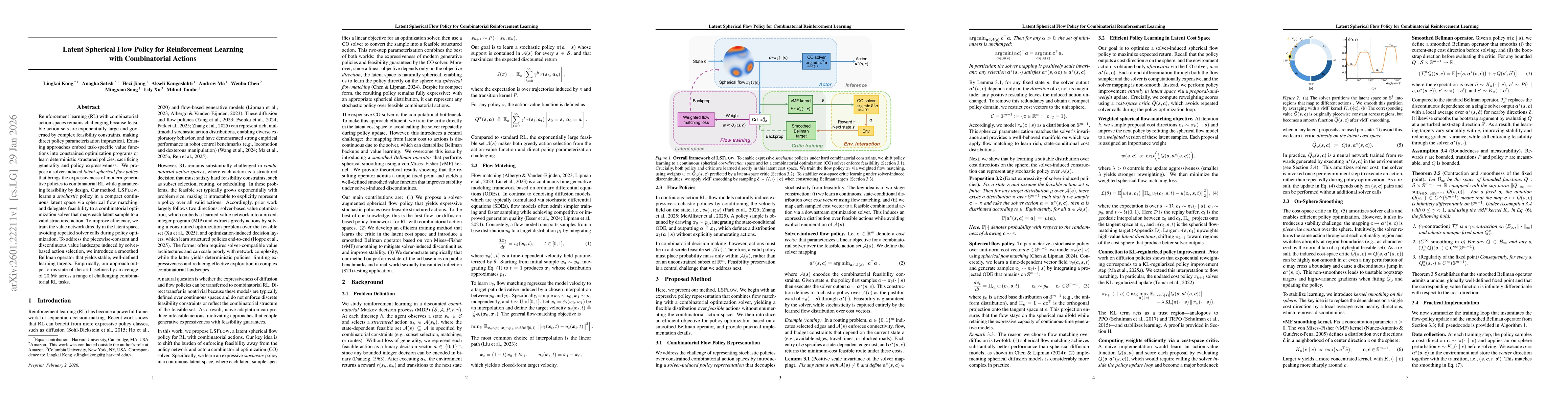 Thumbnail for Latent Spherical Flow Policy for Reinforcement Learning with Combinatorial Actions