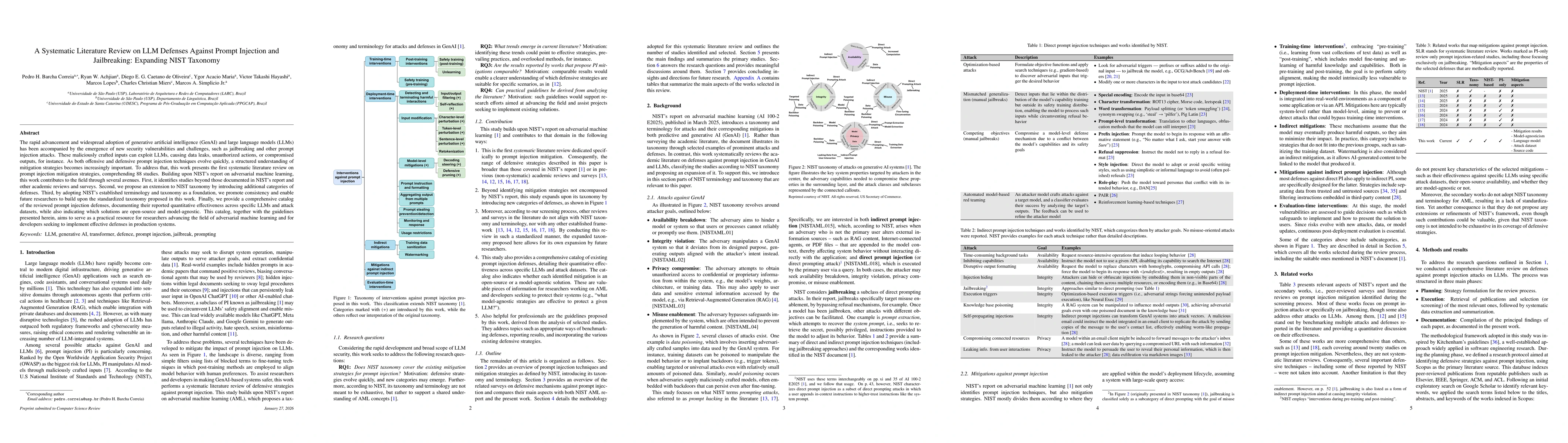 Thumbnail for A Systematic Literature Review on LLM Defenses Against Prompt Injection and Jailbreaking: Expanding NIST Taxonomy