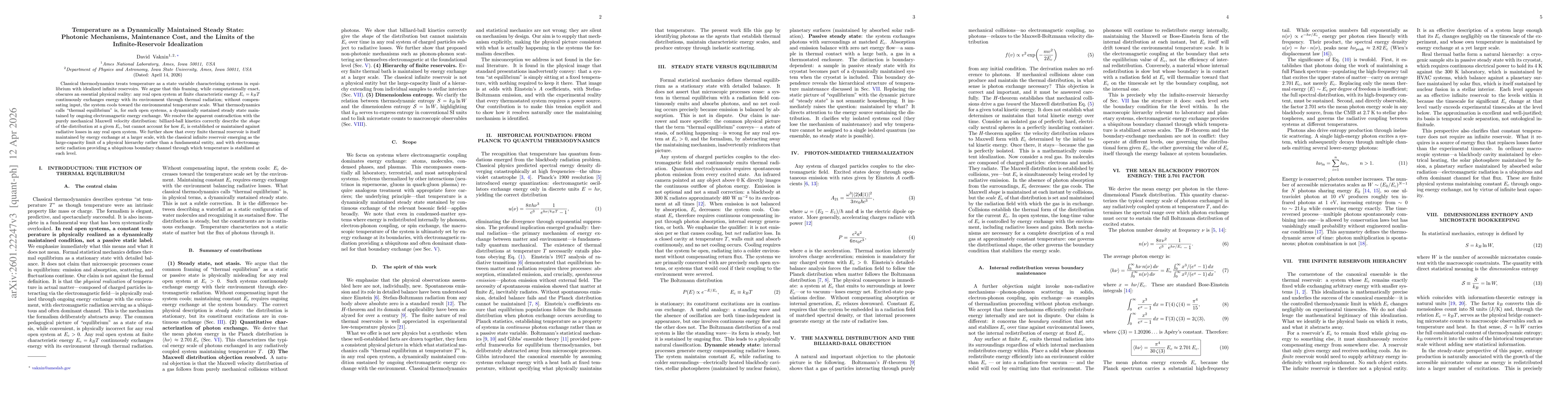 Thumbnail for The Photonic Foundation of Temperature: Mechanisms of Thermal Equilibrium and Entropy Production