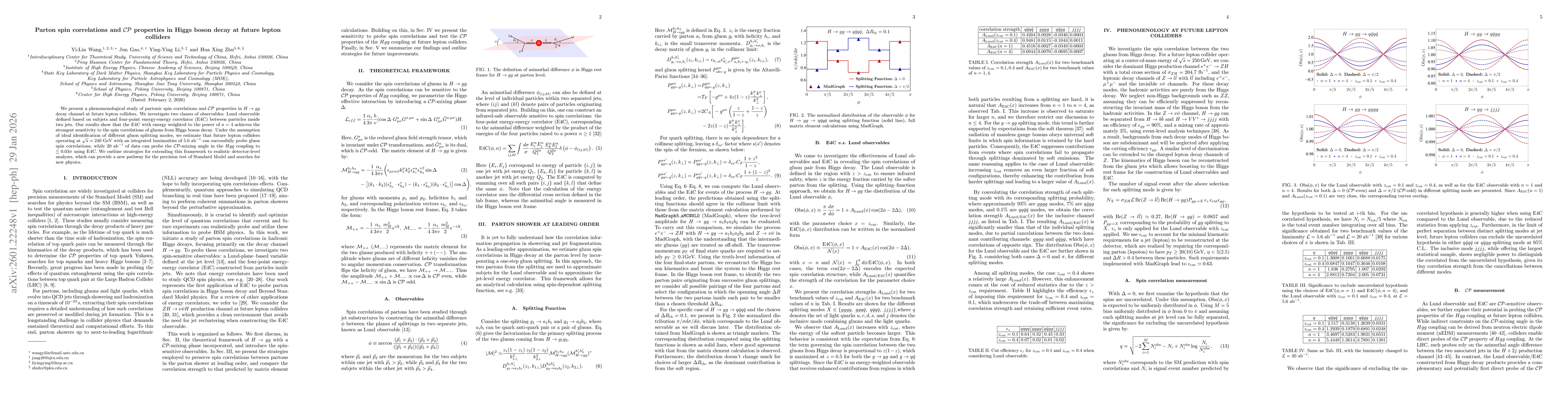 Thumbnail for Parton spin correlations and $\mathcal{CP}$ properties in Higgs boson decay at future lepton colliders