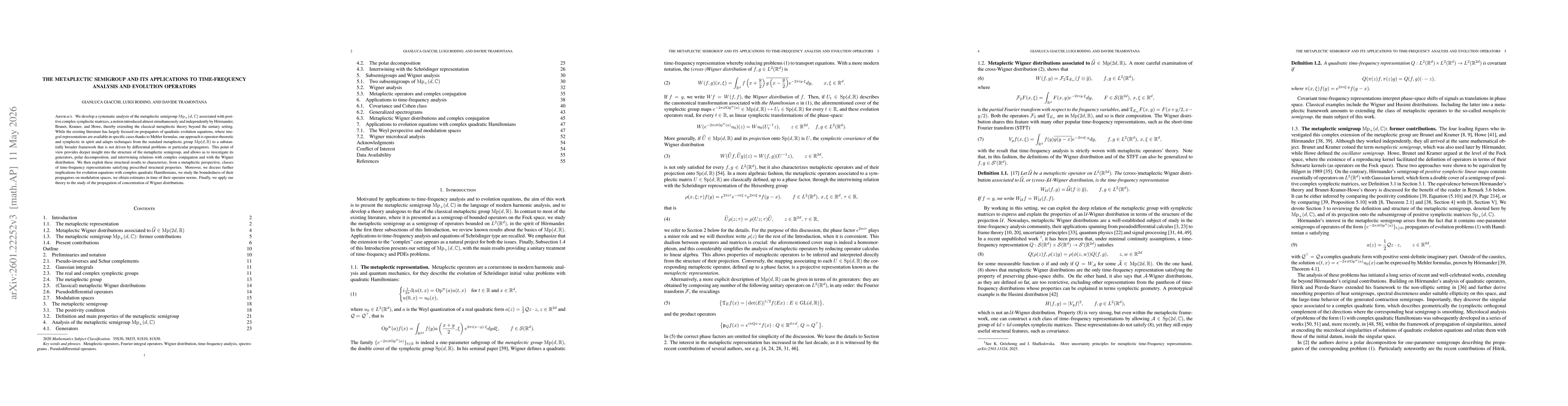 Thumbnail for The metaplectic semigroup and its applications to time-frequency analysis and evolution operators