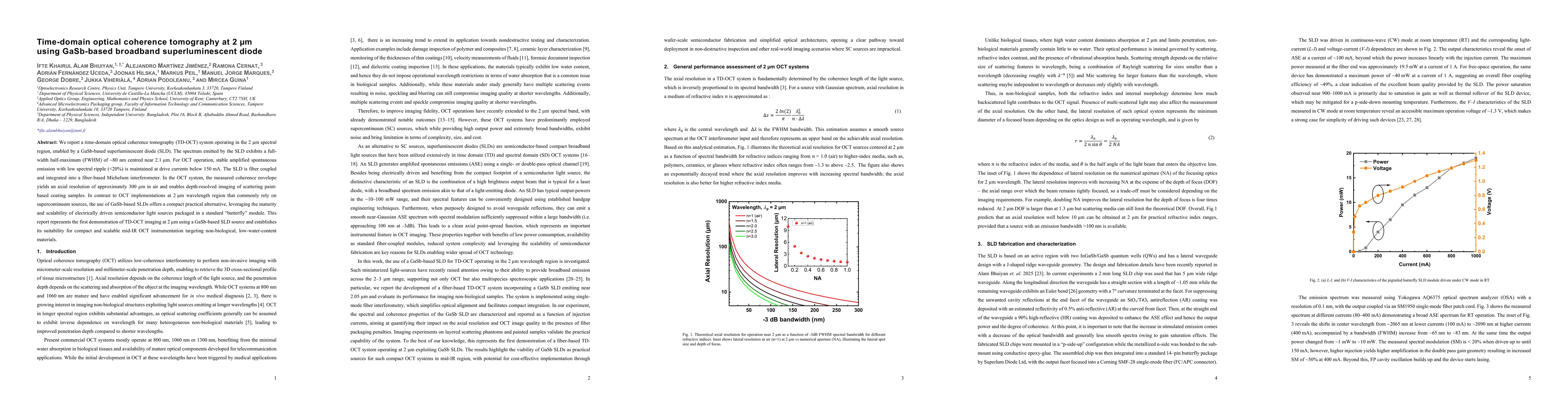 Thumbnail for Time-domain optical coherence tomography at 2 $μ\mathrm{m}$ using GaSb-based broadband superluminescent diode