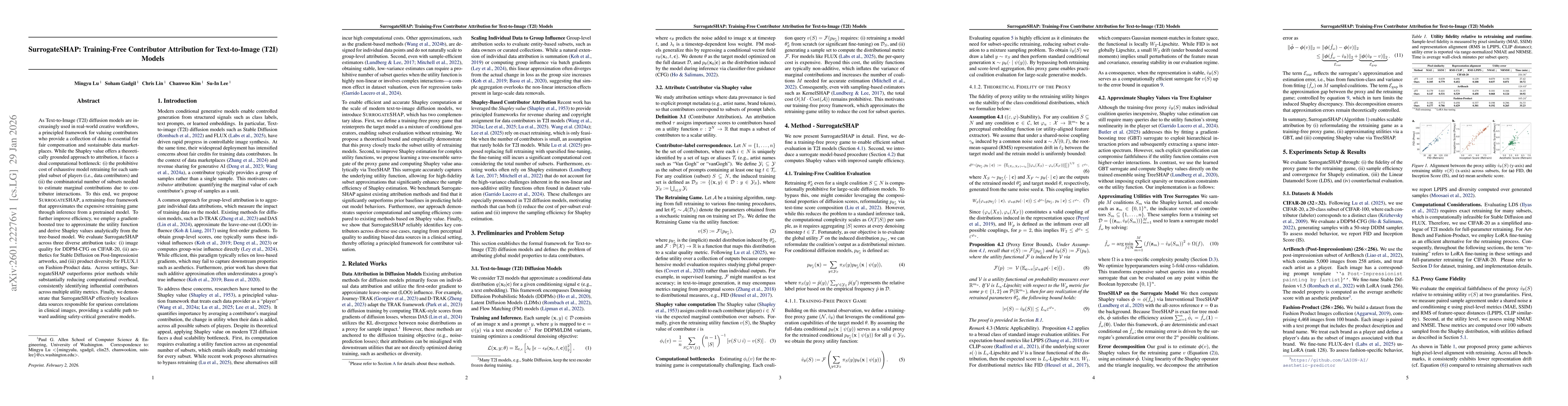 Thumbnail for SurrogateSHAP: Training-Free Contributor Attribution for Text-to-Image (T2I) Models