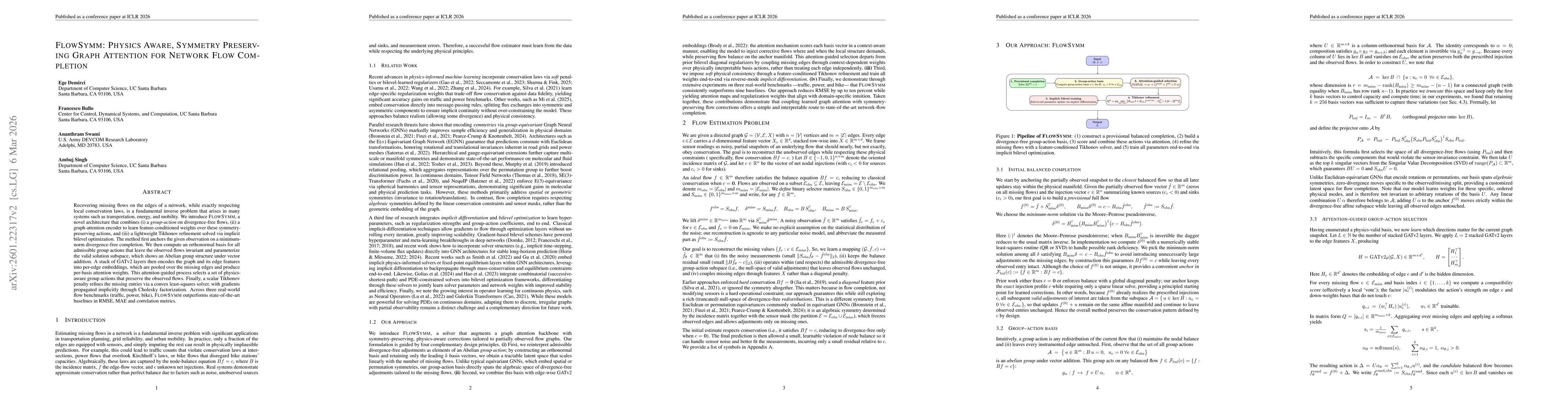 Thumbnail for FlowSymm: Physics Aware, Symmetry Preserving Graph Attention for Network Flow Completion