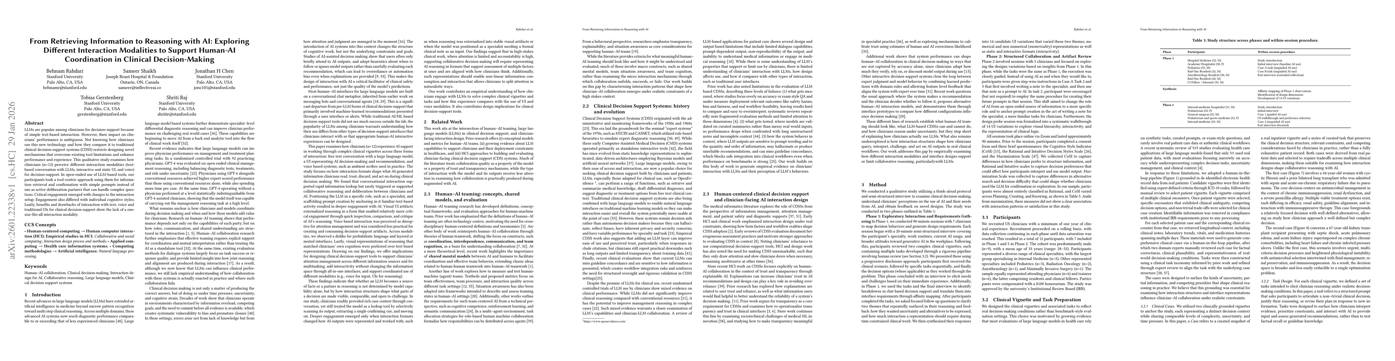 Thumbnail for From Retrieving Information to Reasoning with AI: Exploring Different Interaction Modalities to Support Human-AI Coordination in Clinical Decision-Making
