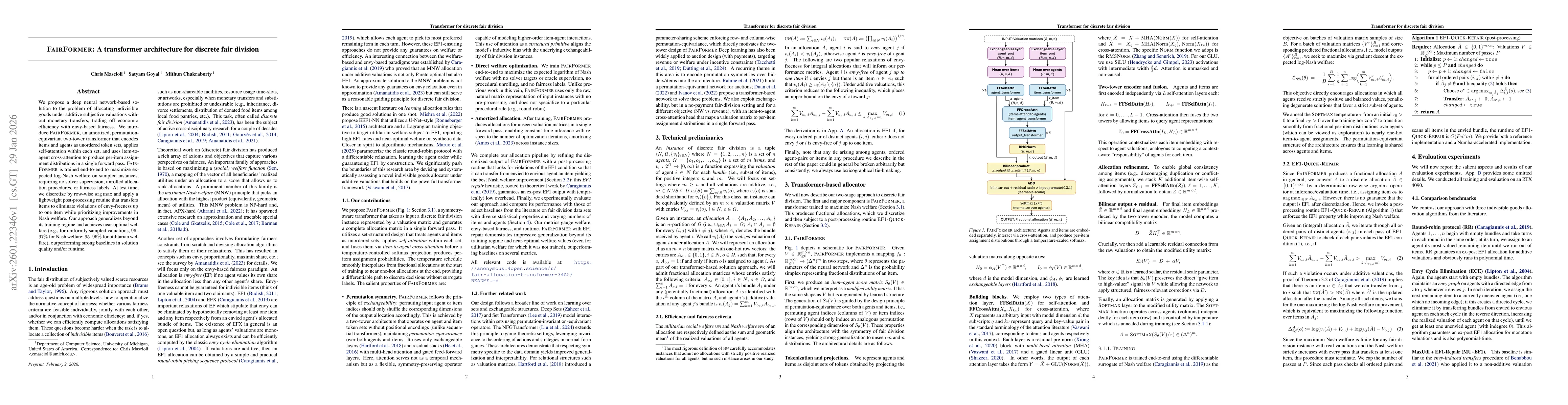 Thumbnail for FAIRFORMER: A transformer architecture for discrete fair division