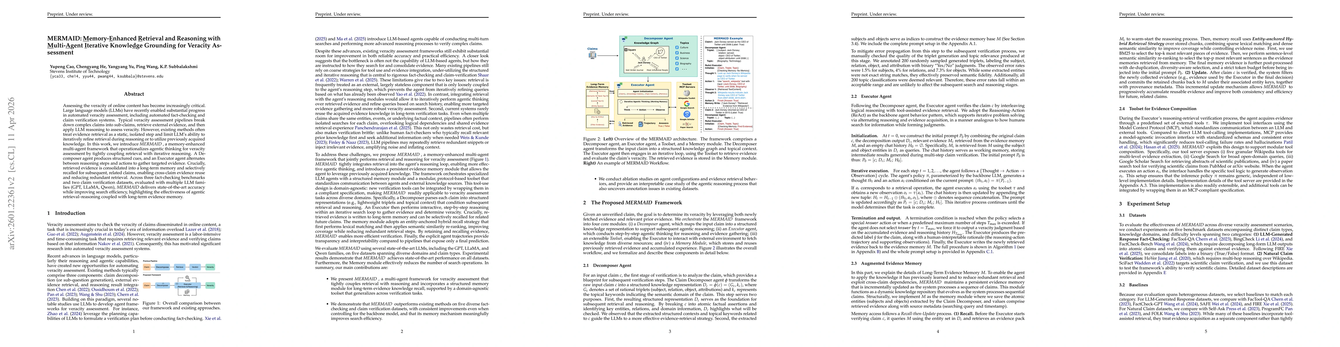 Thumbnail for MERMAID: Memory-Enhanced Retrieval and Reasoning with Multi-Agent Iterative Knowledge Grounding for Veracity Assessment