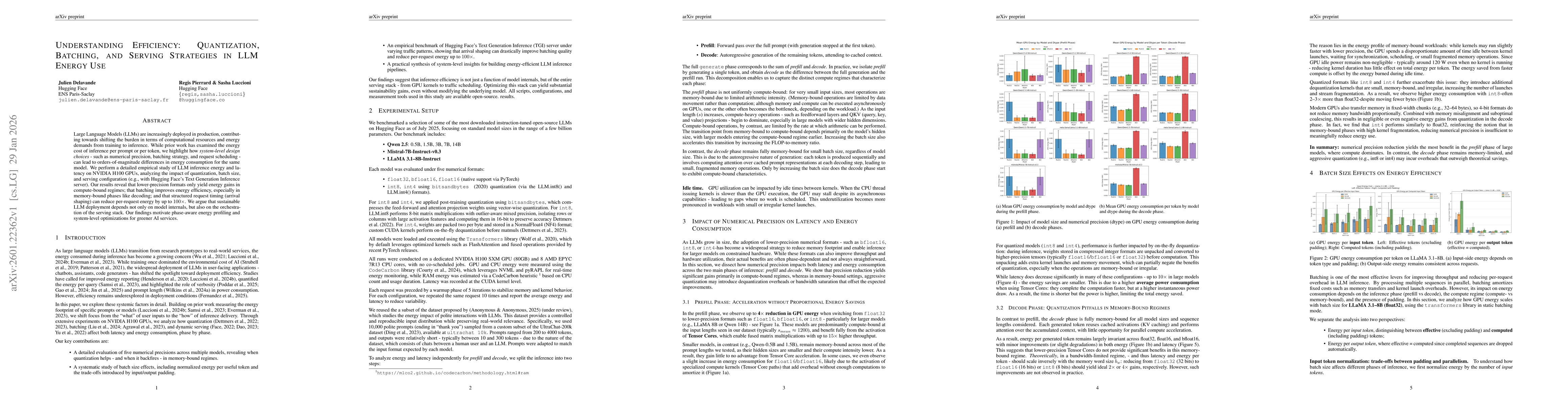 Thumbnail for Understanding Efficiency: Quantization, Batching, and Serving Strategies in LLM Energy Use