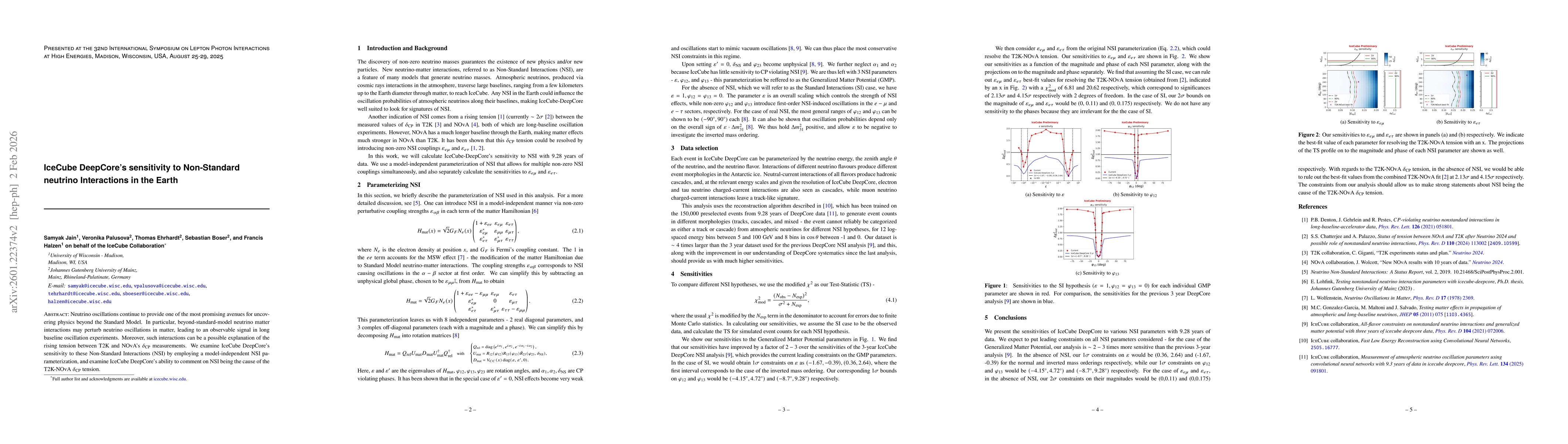 Thumbnail for IceCube DeepCore's sensitivity to Non-Standard neutrino Interactions in the Earth
