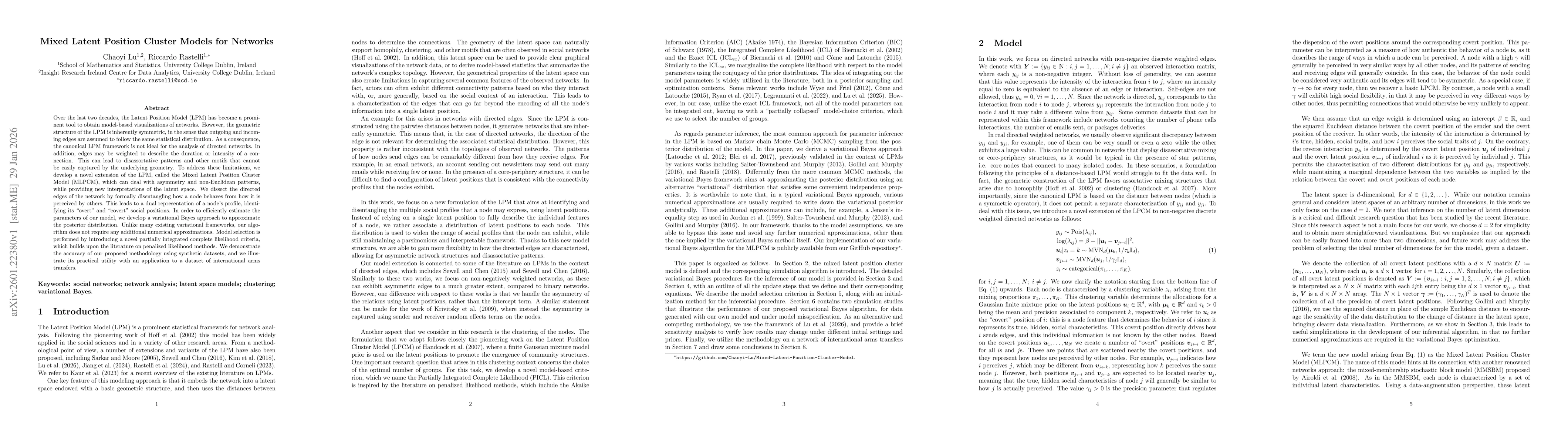 Thumbnail for Mixed Latent Position Cluster Models for Networks
