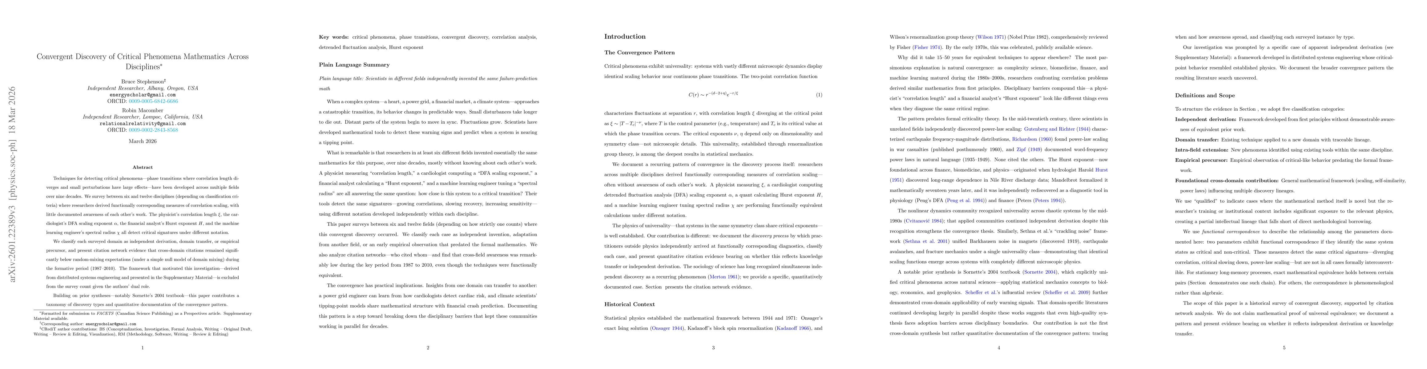Thumbnail for Convergent Discovery of Critical Phenomena Mathematics Across Disciplines: A Cross-Domain Analysis