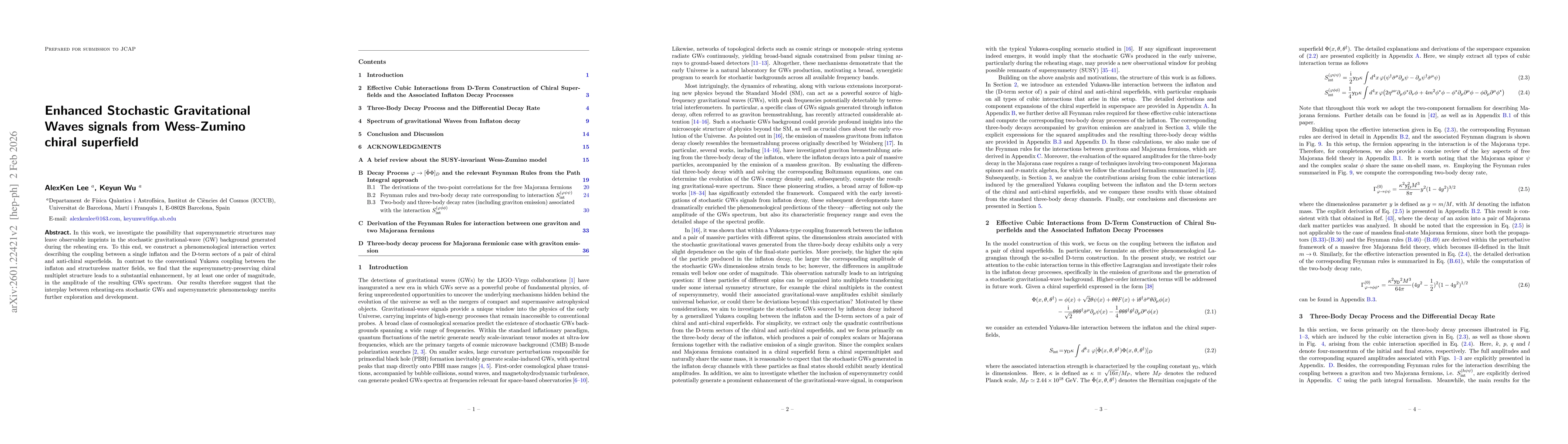 Thumbnail for Enhanced Stochastic Gravitational Waves signals from Wess-Zumino chiral superfield