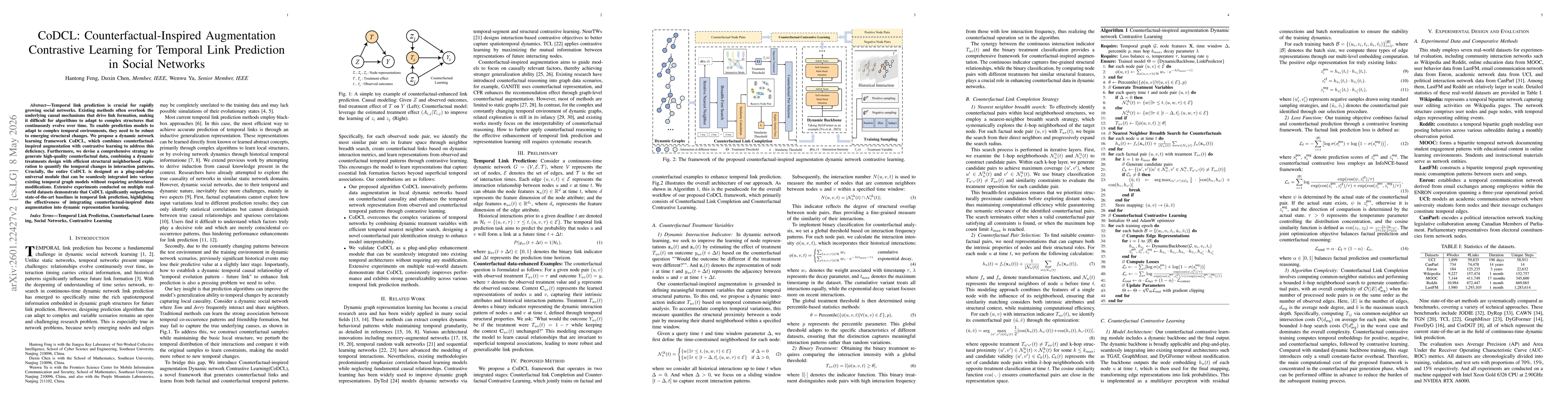 Thumbnail for CoDCL: Counterfactual Data Augmentation Contrastive Learning for Continuous-Time Dynamic Network Link Prediction