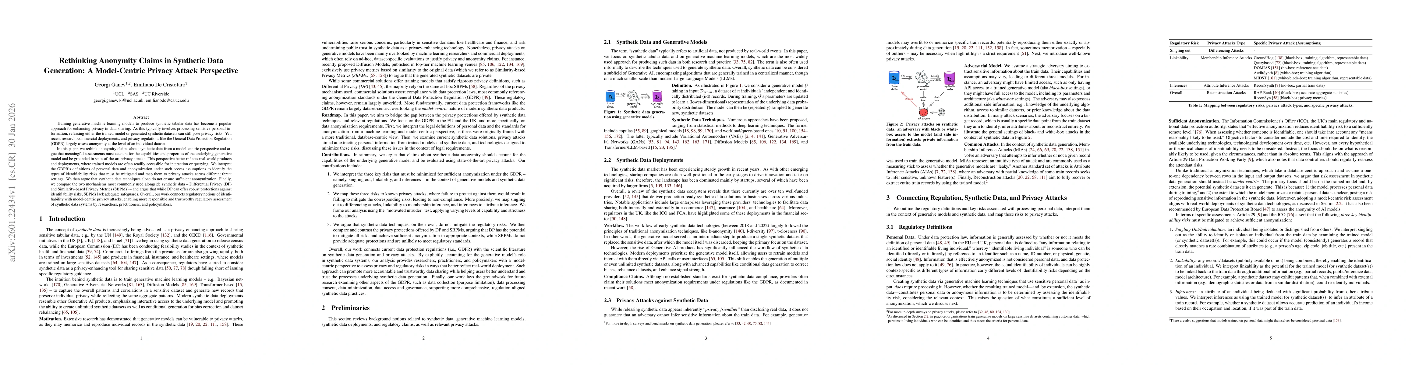 Thumbnail for Rethinking Anonymity Claims in Synthetic Data Generation: A Model-Centric Privacy Attack Perspective