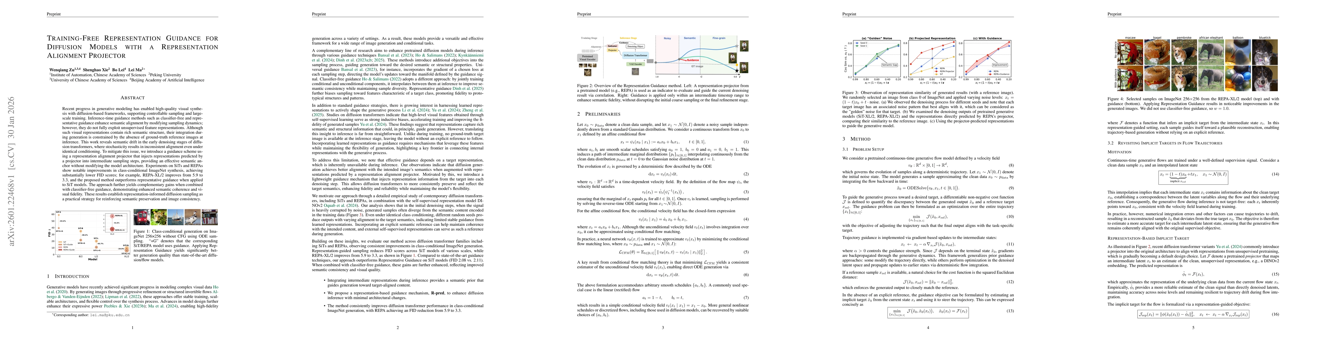 Thumbnail for Training-Free Representation Guidance for Diffusion Models with a Representation Alignment Projector