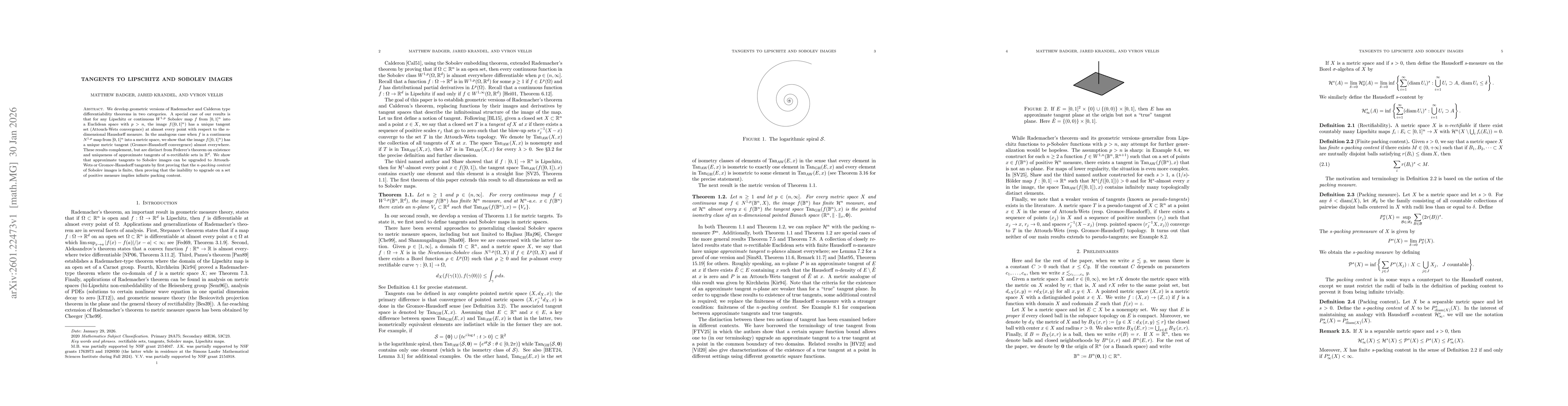 Thumbnail for Tangents to Lipschitz and Sobolev images