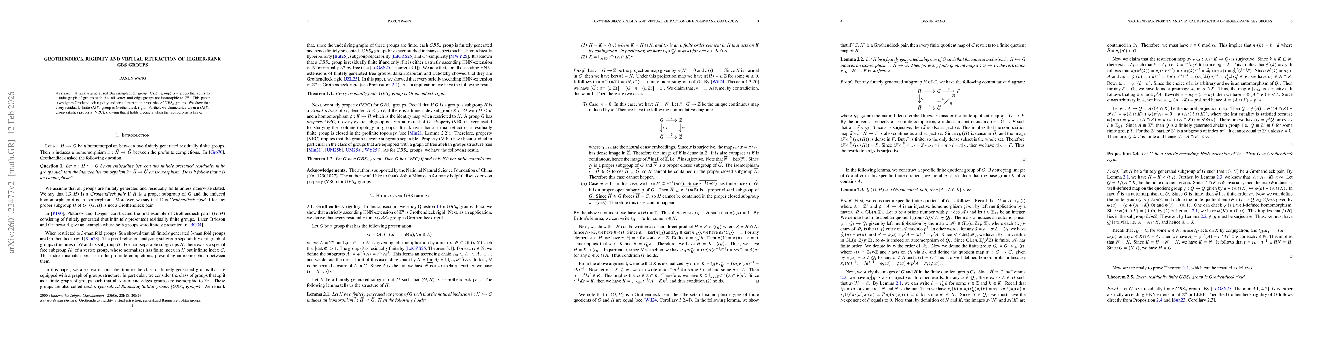 Thumbnail for Grothendieck rigidity and virtual retraction of higher-rank GBS groups