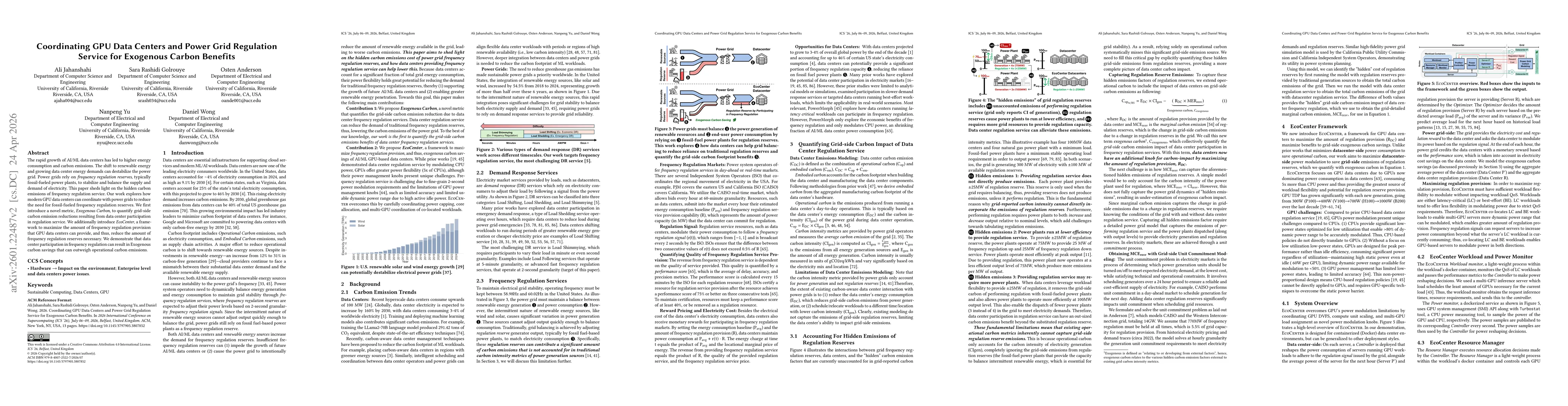 Thumbnail for Coordinating Power Grid Frequency Regulation Service with Data Center Load Flexibility