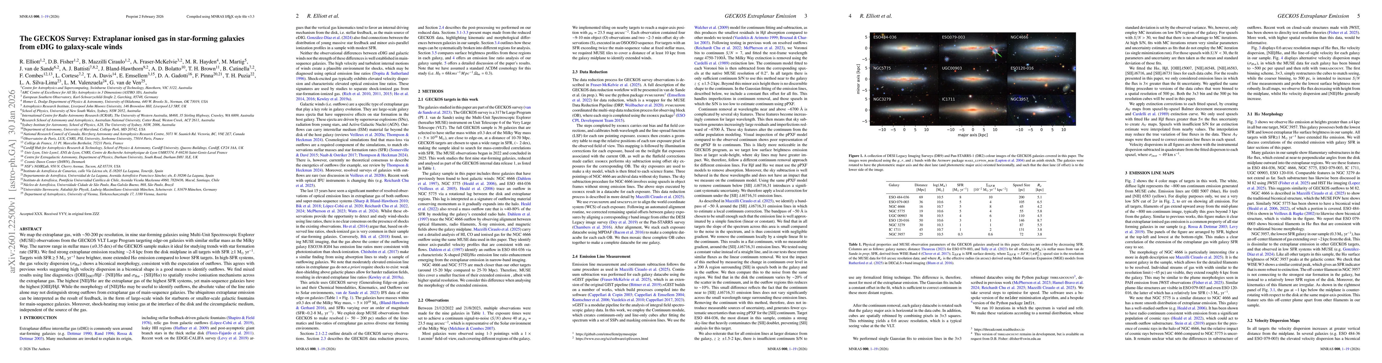 Thumbnail for The GECKOS Survey: Extraplanar ionised gas in star-forming galaxies from eDIG to galaxy-scale winds