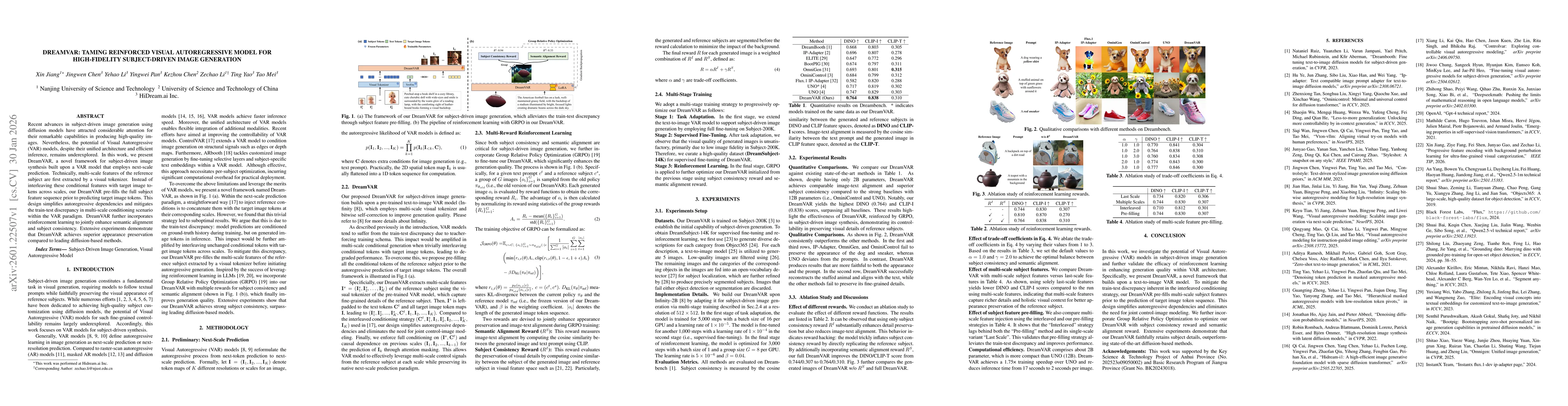 Thumbnail for DreamVAR: Taming Reinforced Visual Autoregressive Model for High-Fidelity Subject-Driven Image Generation