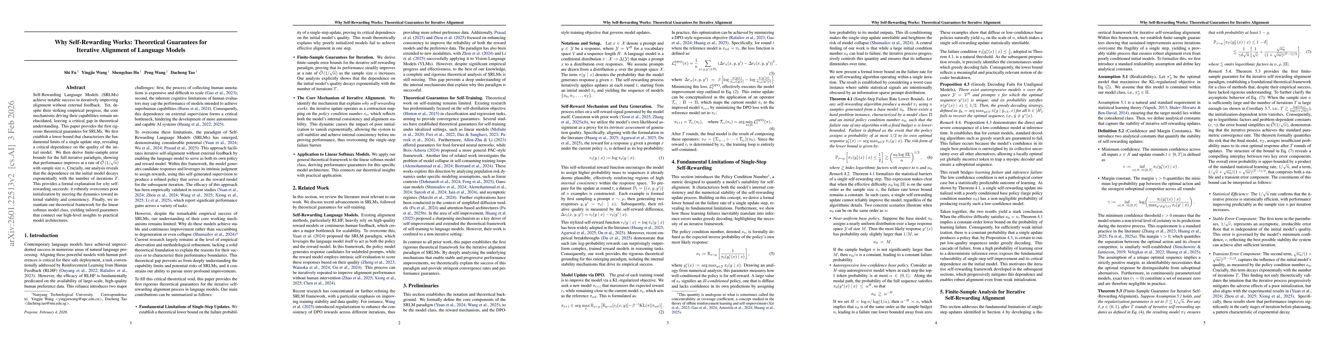 Thumbnail for Why Self-Rewarding Works: Theoretical Guarantees for Iterative Alignment of Language Models
