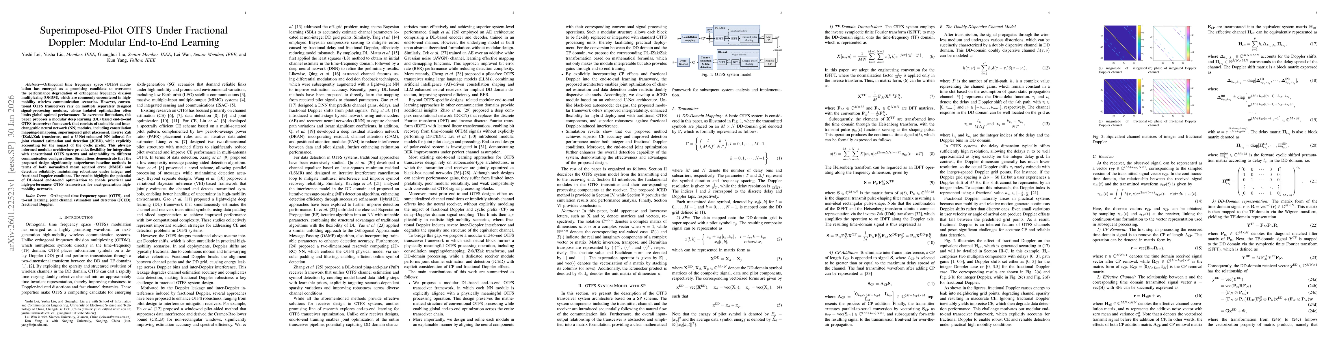 Thumbnail for Superimposed-Pilot OTFS Under Fractional Doppler: Modular End-to-End Learning