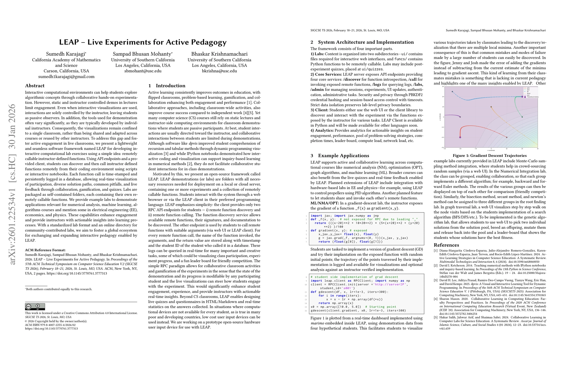 Thumbnail for LEAP -- Live Experiments for Active Pedagogy