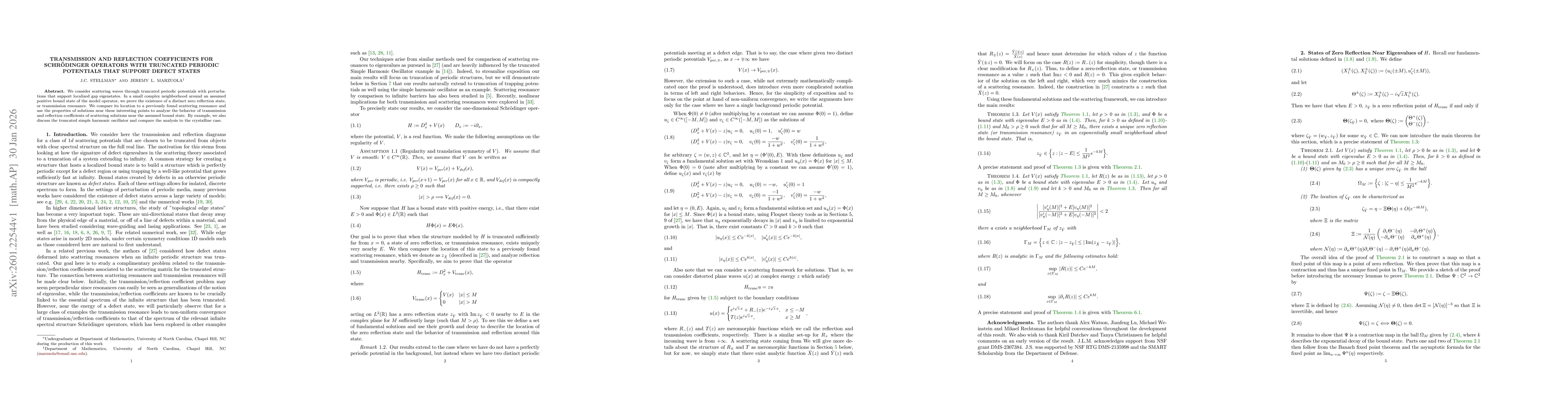 Thumbnail for Transmission and Reflection coefficients for Schrödinger Operators with Truncated Periodic Potentials that support defect states