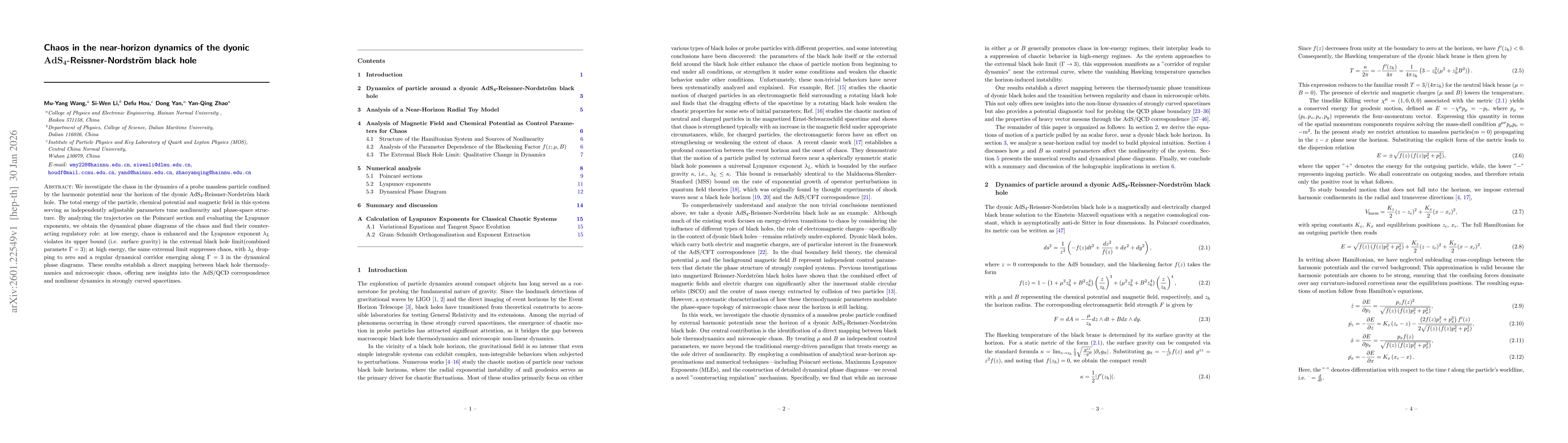 Thumbnail for Chaos in the near-horizon dynamics of the dyonic $\rm{AdS_4}$-Reissner-Nordström black hole