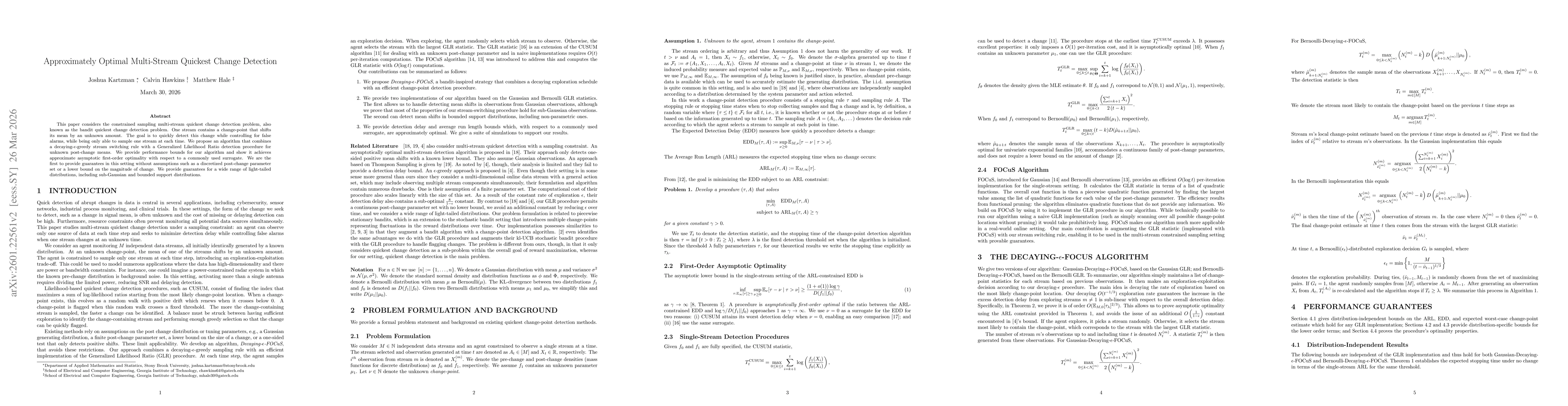 Thumbnail for Approximately Optimal Multi-Stream Quickest Change Detection for Gaussian Streams