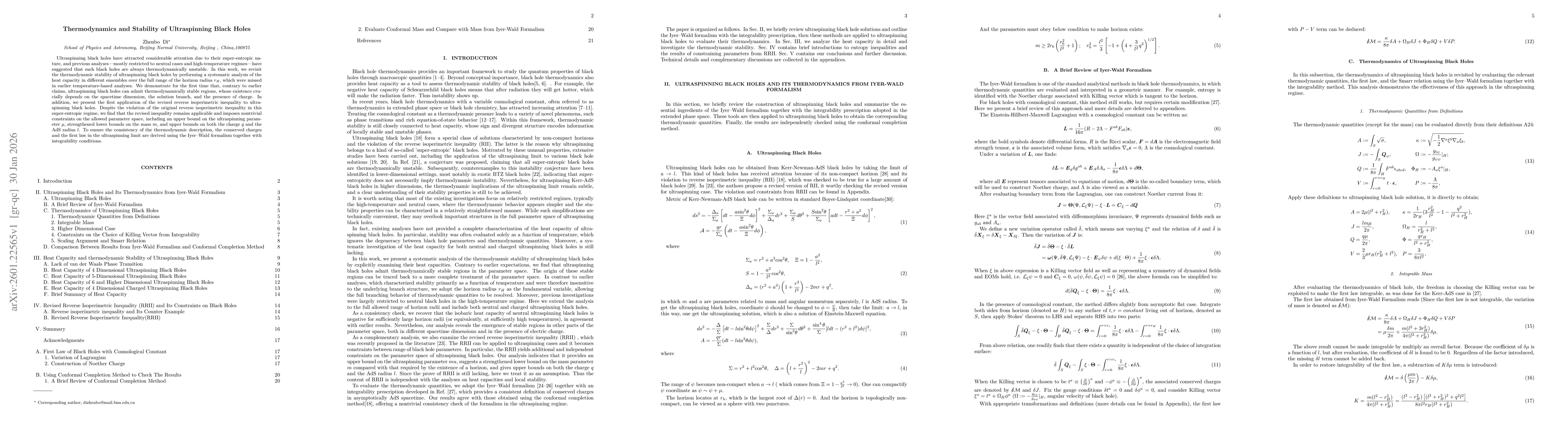 Thumbnail for Thermodynamics and Stability of Ultraspinning Black Holes