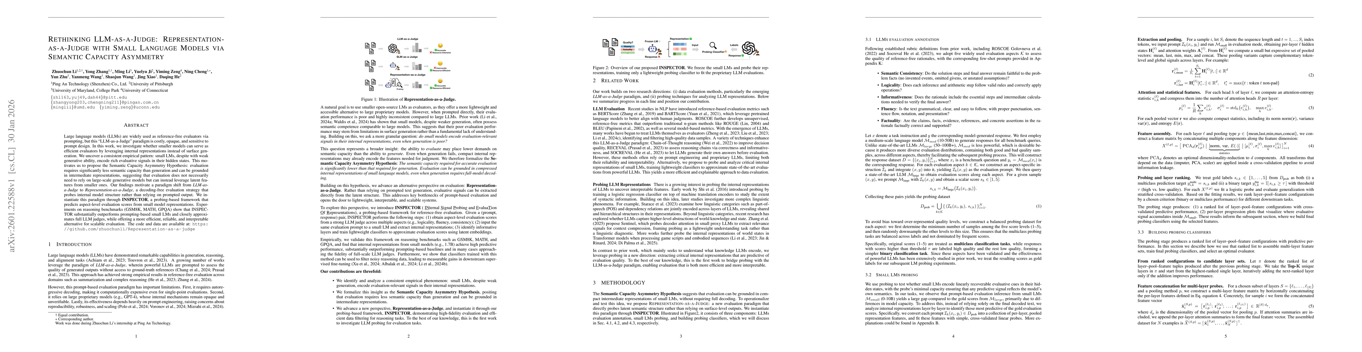 Thumbnail for Rethinking LLM-as-a-Judge: Representation-as-a-Judge with Small Language Models via Semantic Capacity Asymmetry