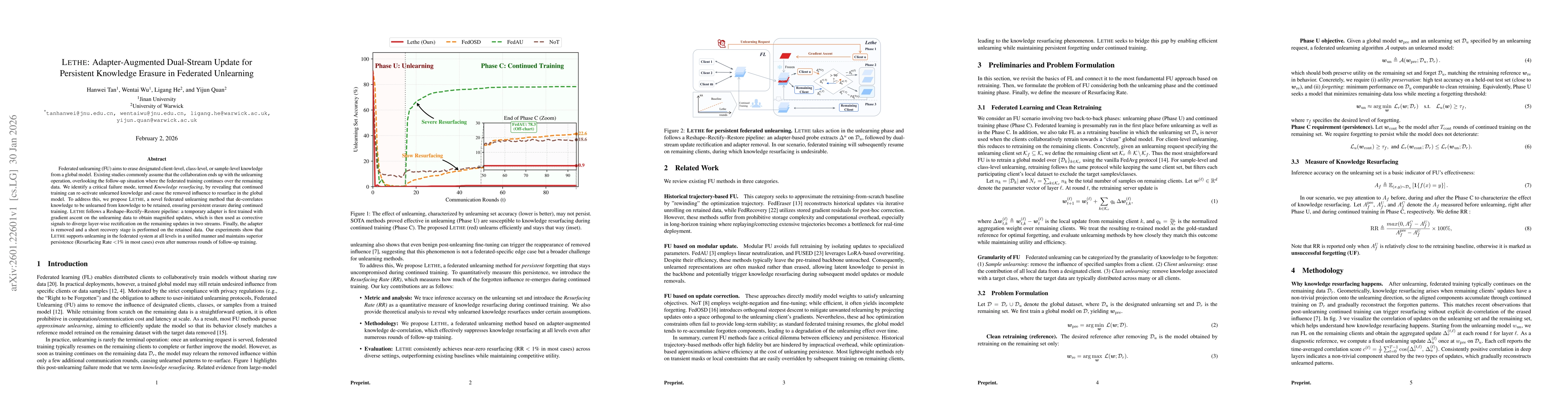 Thumbnail for Lethe:Adapter-Augmented Dual-Stream Update for Persistent Knowledge Erasure in Federated Unlearning