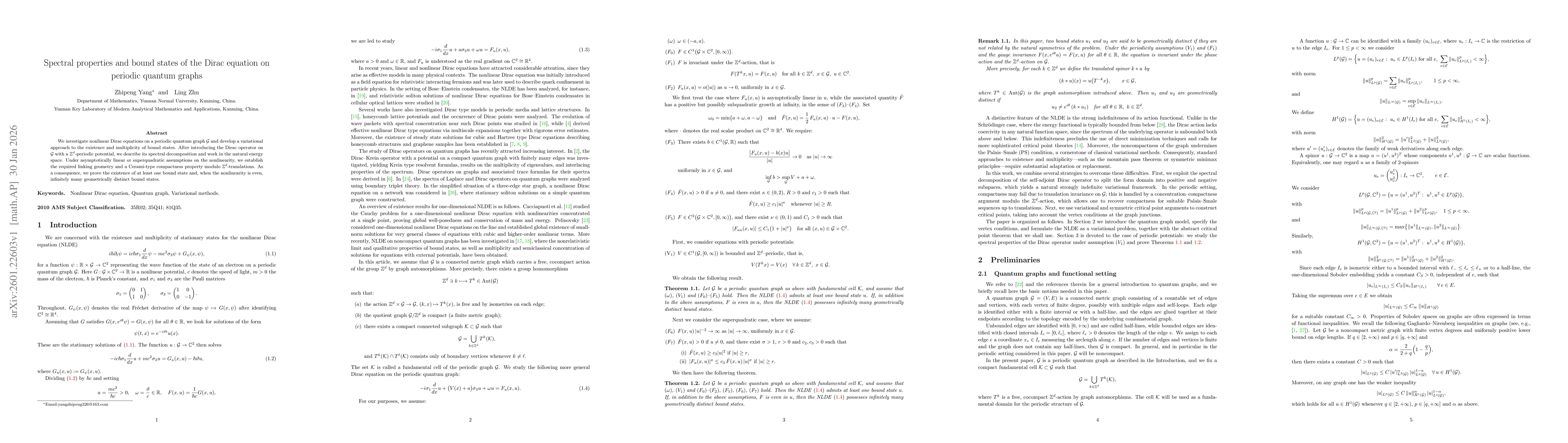 Thumbnail for Spectral properties and bound states of the Dirac equation on periodic quantum graphs