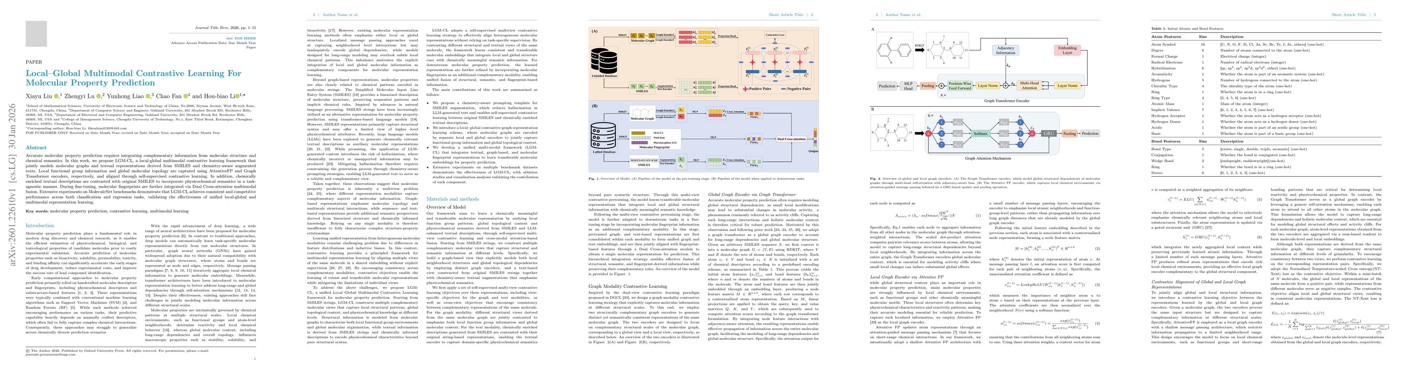 Thumbnail for Local-Global Multimodal Contrastive Learning for Molecular Property Prediction