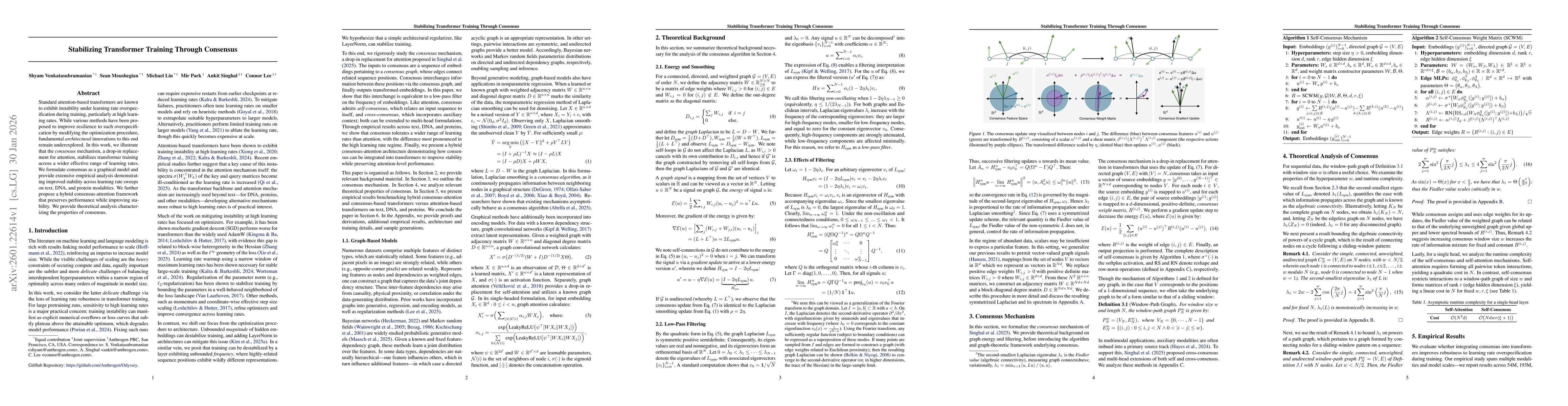 Thumbnail for Stabilizing Transformer Training Through Consensus