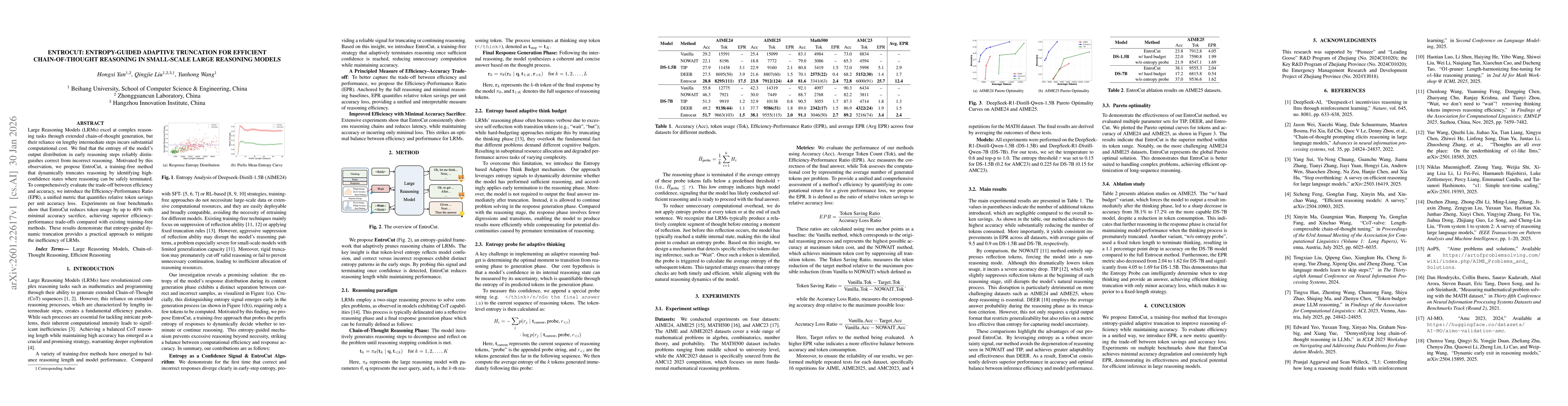 Thumbnail for EntroCut: Entropy-Guided Adaptive Truncation for Efficient Chain-of-Thought Reasoning in Small-scale Large Reasoning Models