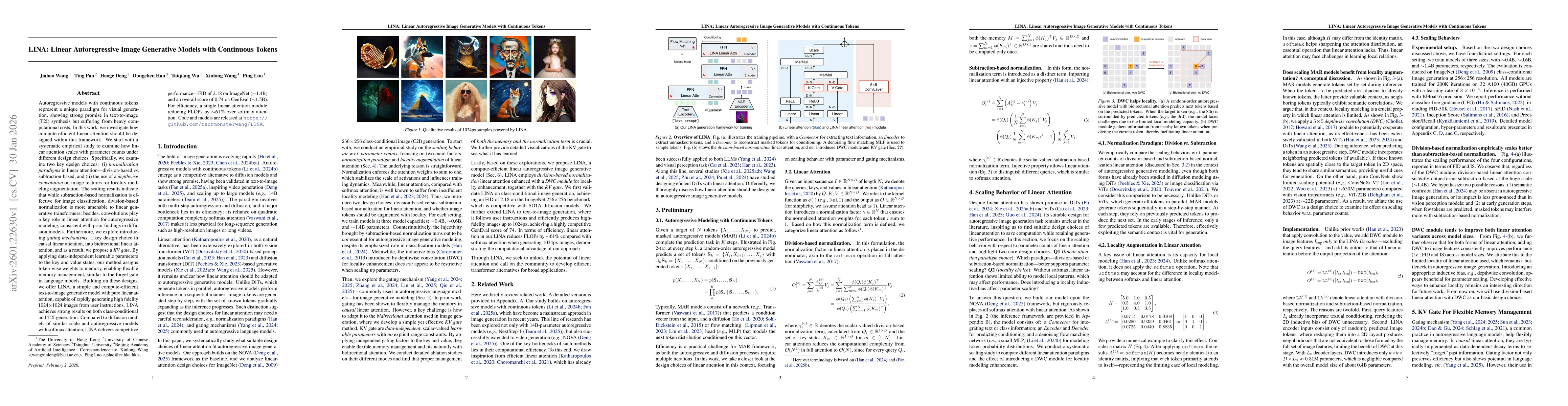 Thumbnail for LINA: Linear Autoregressive Image Generative Models with Continuous Tokens